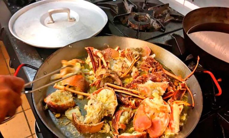 Lobster with eggs and rice dishes